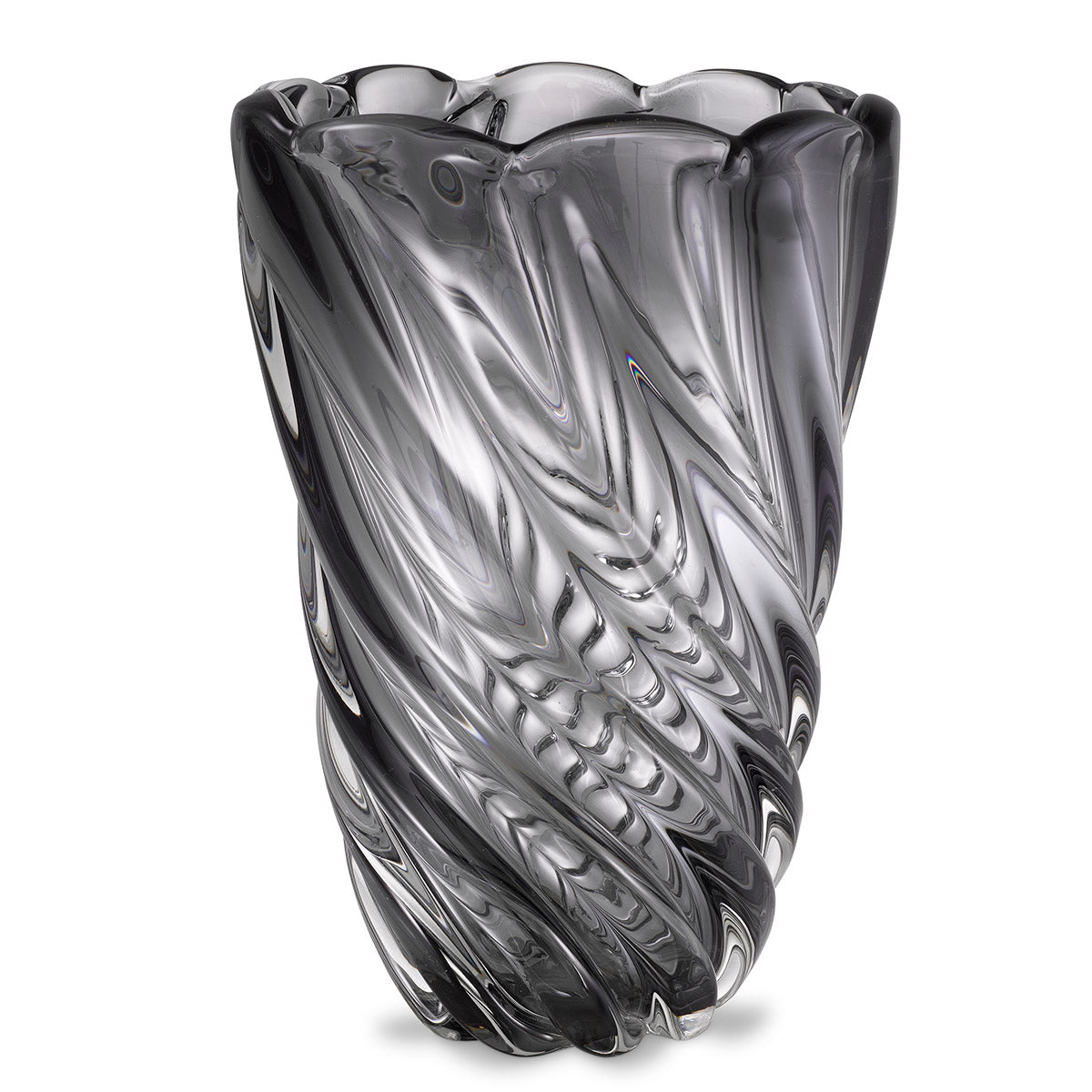 Swirling Gray Glass Vase L Contessa