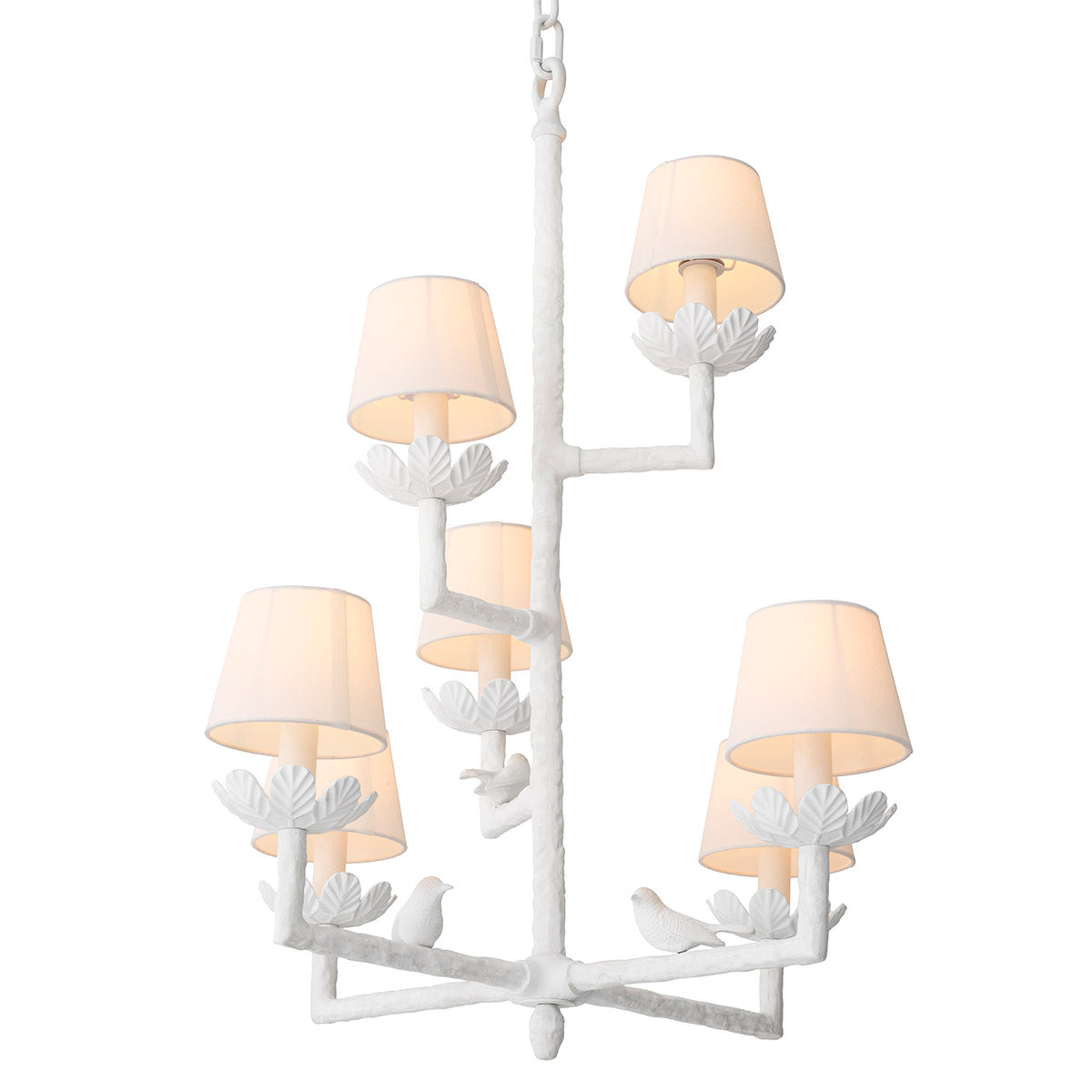 Chandelier Nature matte white finish incl shades