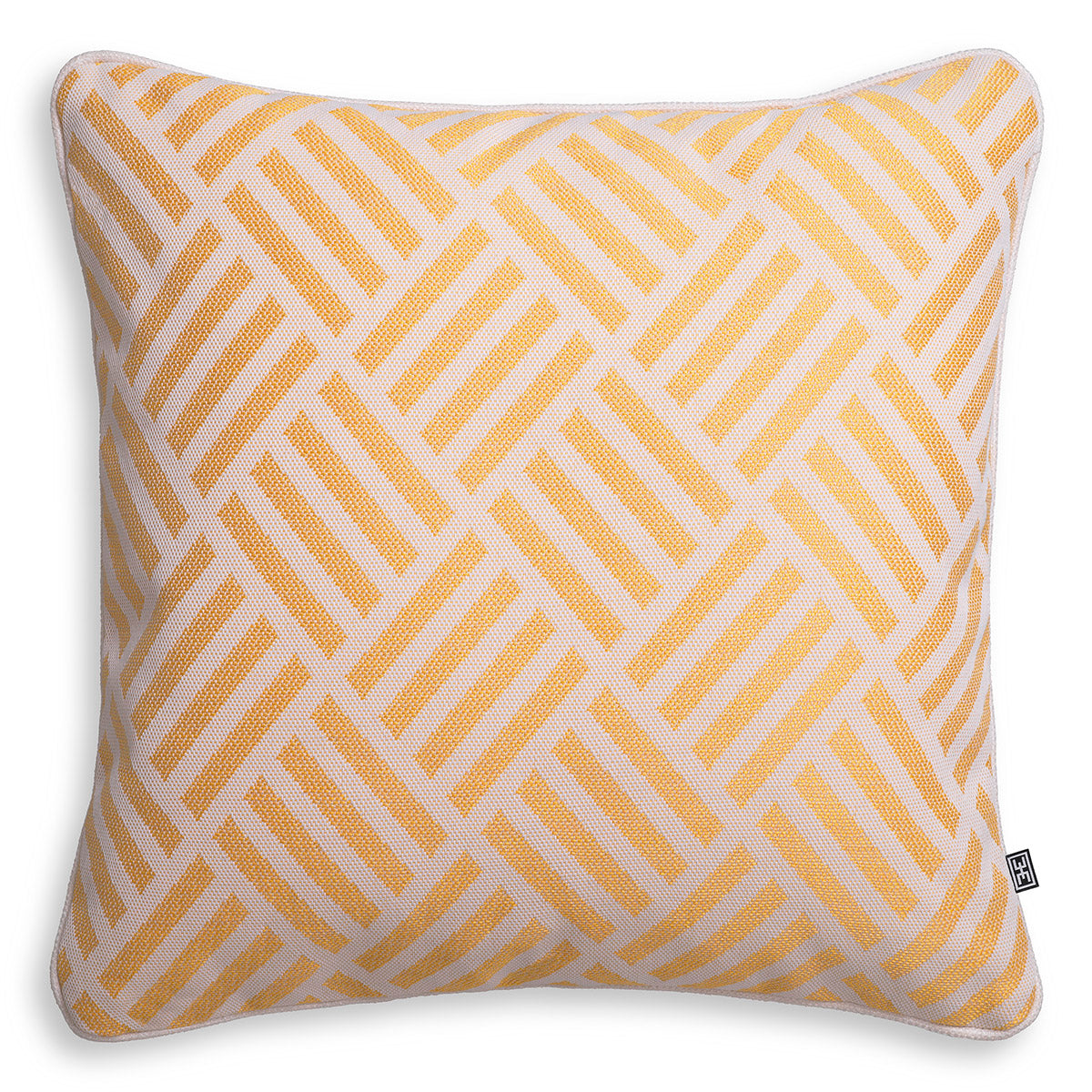 Cushion Sonel L yellow with white piping