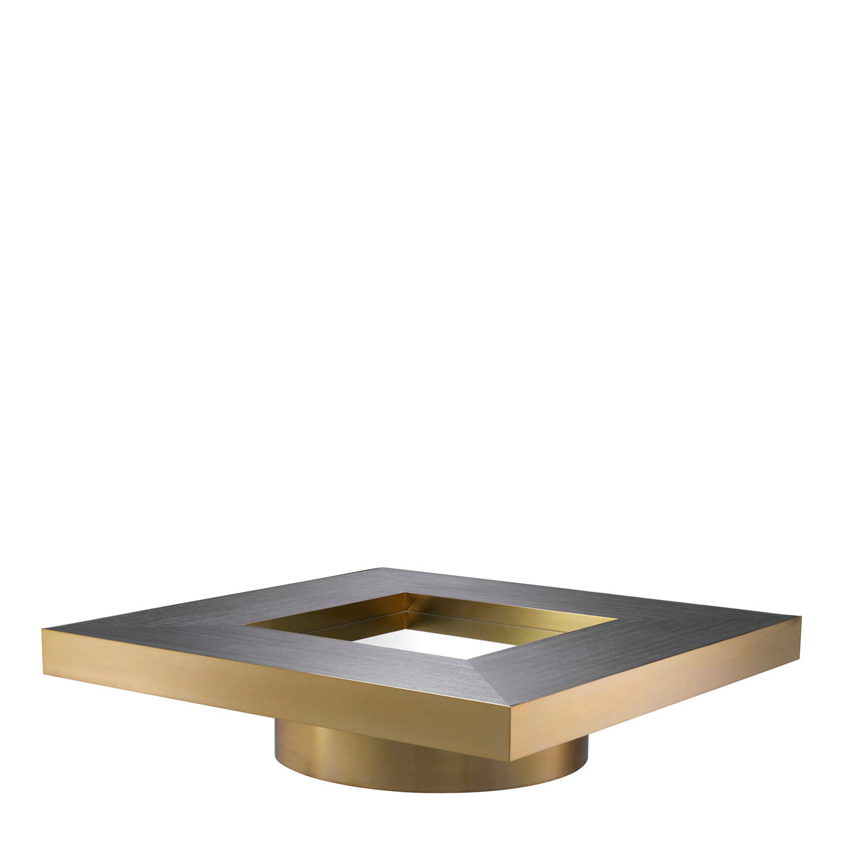 Coffee Table Concorde brushed brass finish charcoal grey oak veneer