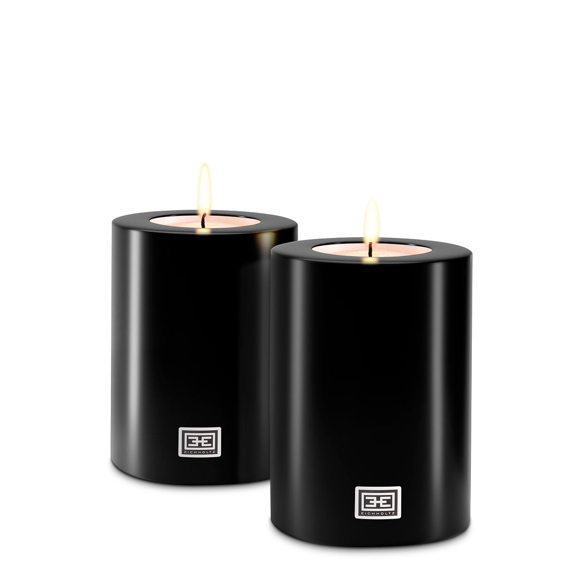 Artificial Candle ø 10 x H. 15 cm black set of 2