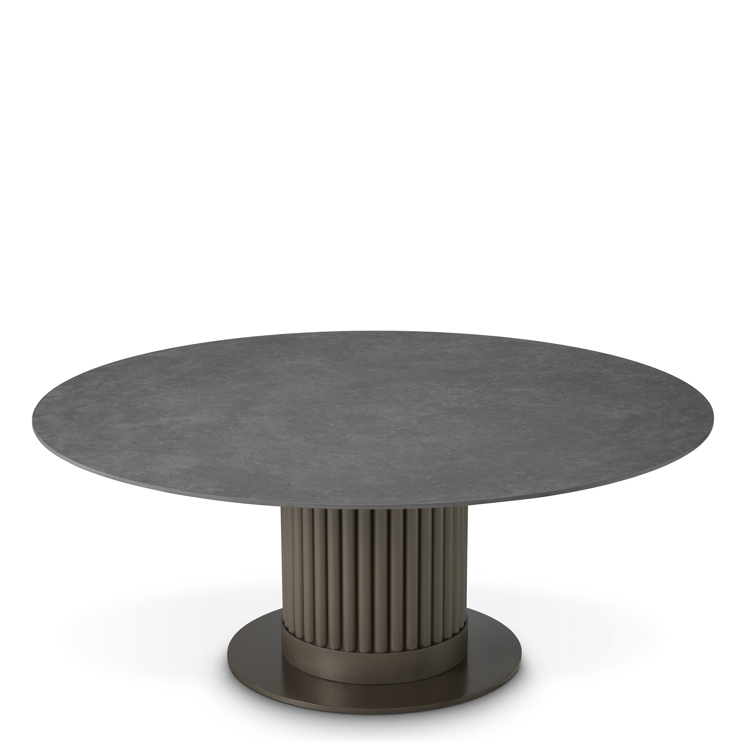 Outdoor Coffee Table Volterra Round bronze finish grey ceramic