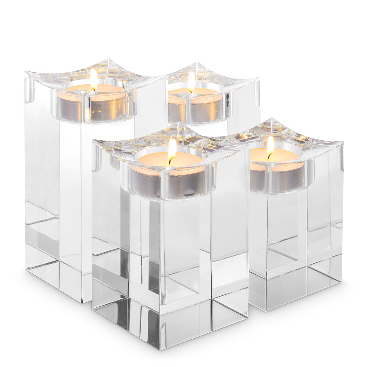 Tealight Holder Giancarlo L crystal glass set of 4