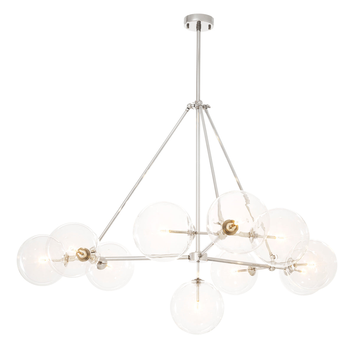 Chandelier Bermude nickel finish clear glass