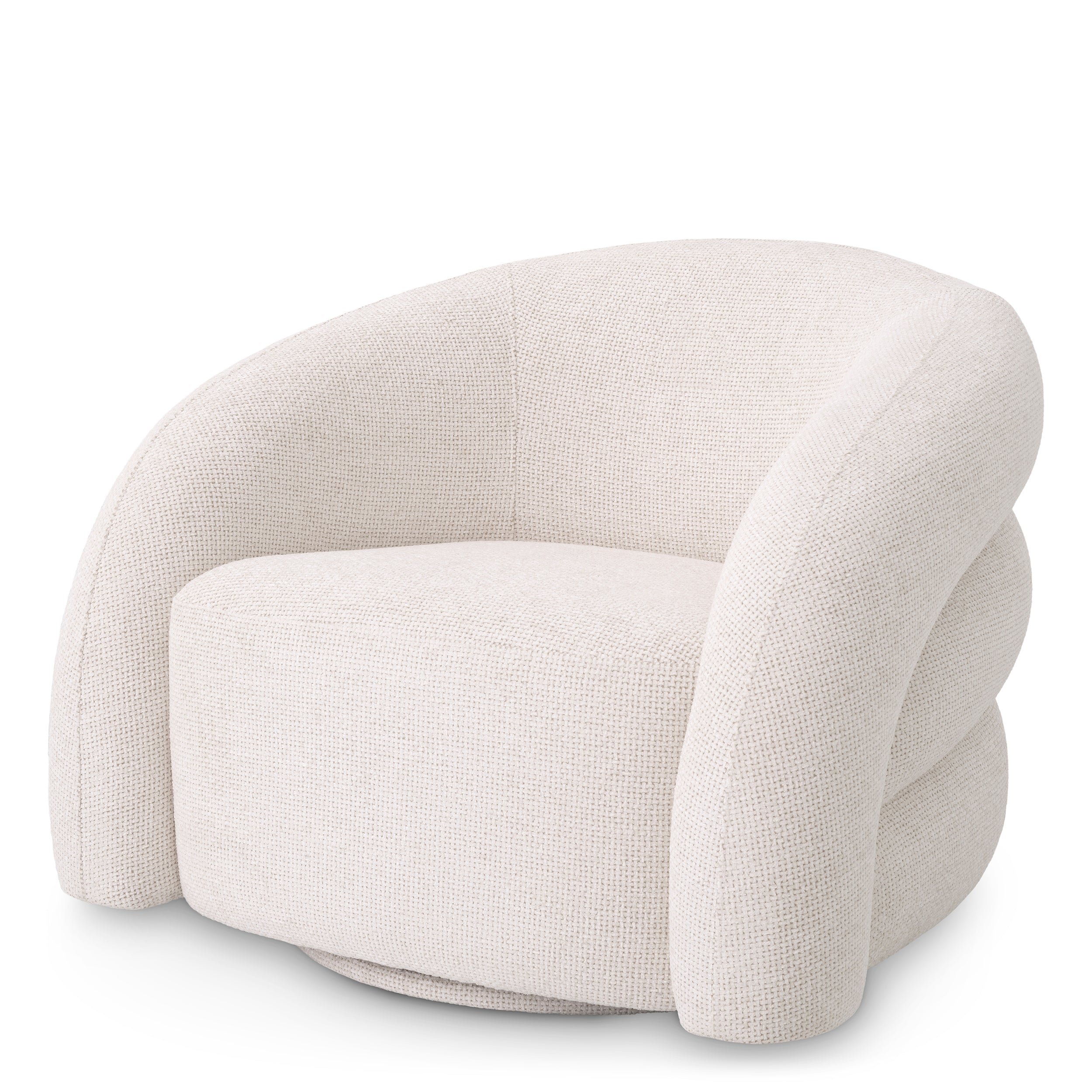 White Curved Swivel Armchair Novelle