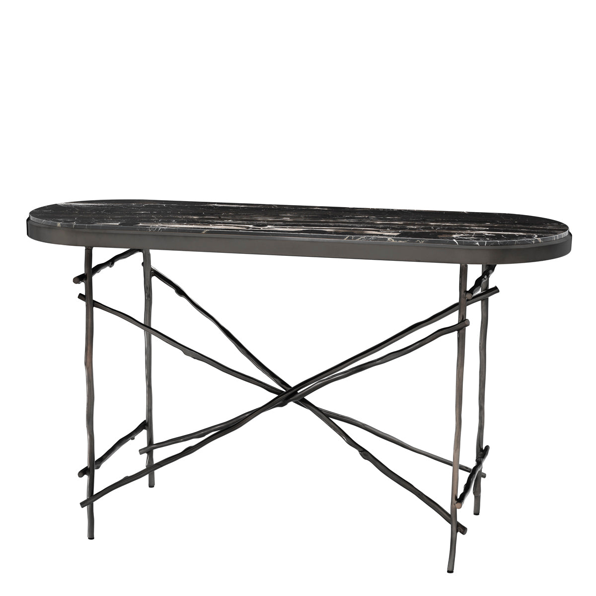 Console Table Tomasso bronze finish portoro marble