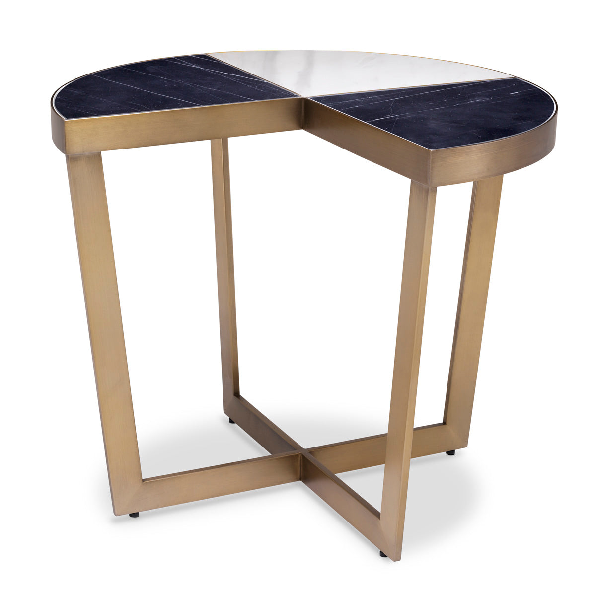 Side Table Turino brushed brass finish black marble