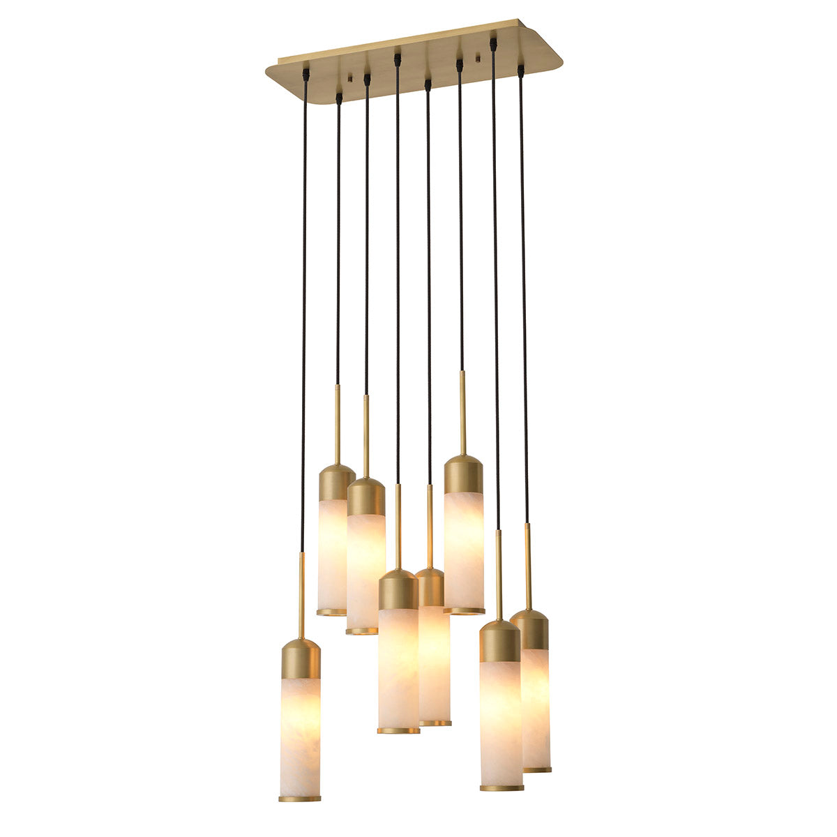 Chandelier Eos antique brass finish alabaster