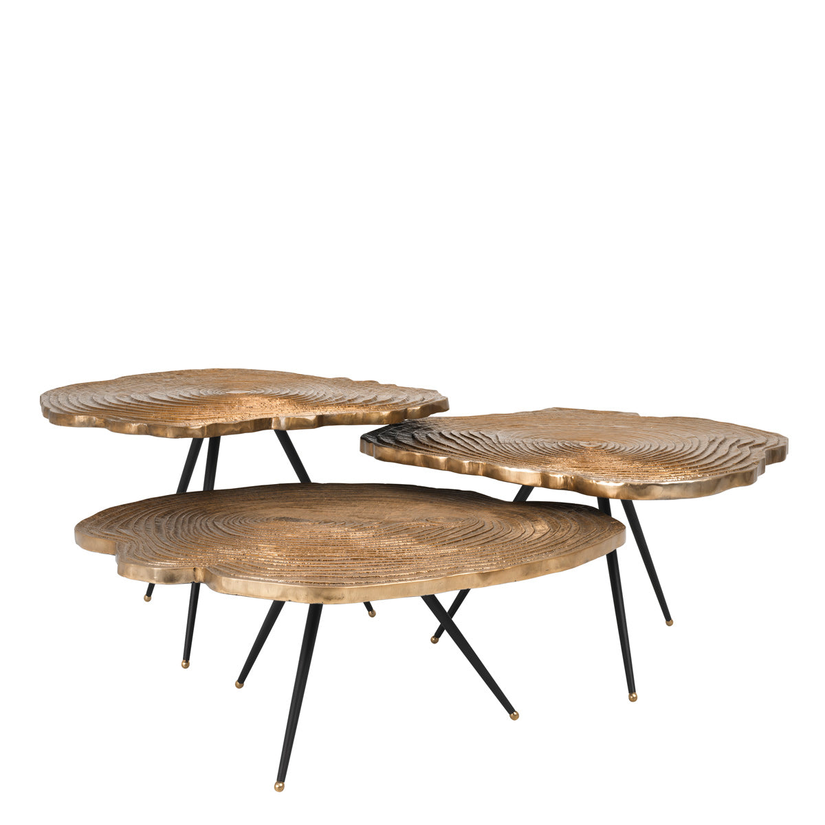 Coffee Table Quercus brass finish set of 3