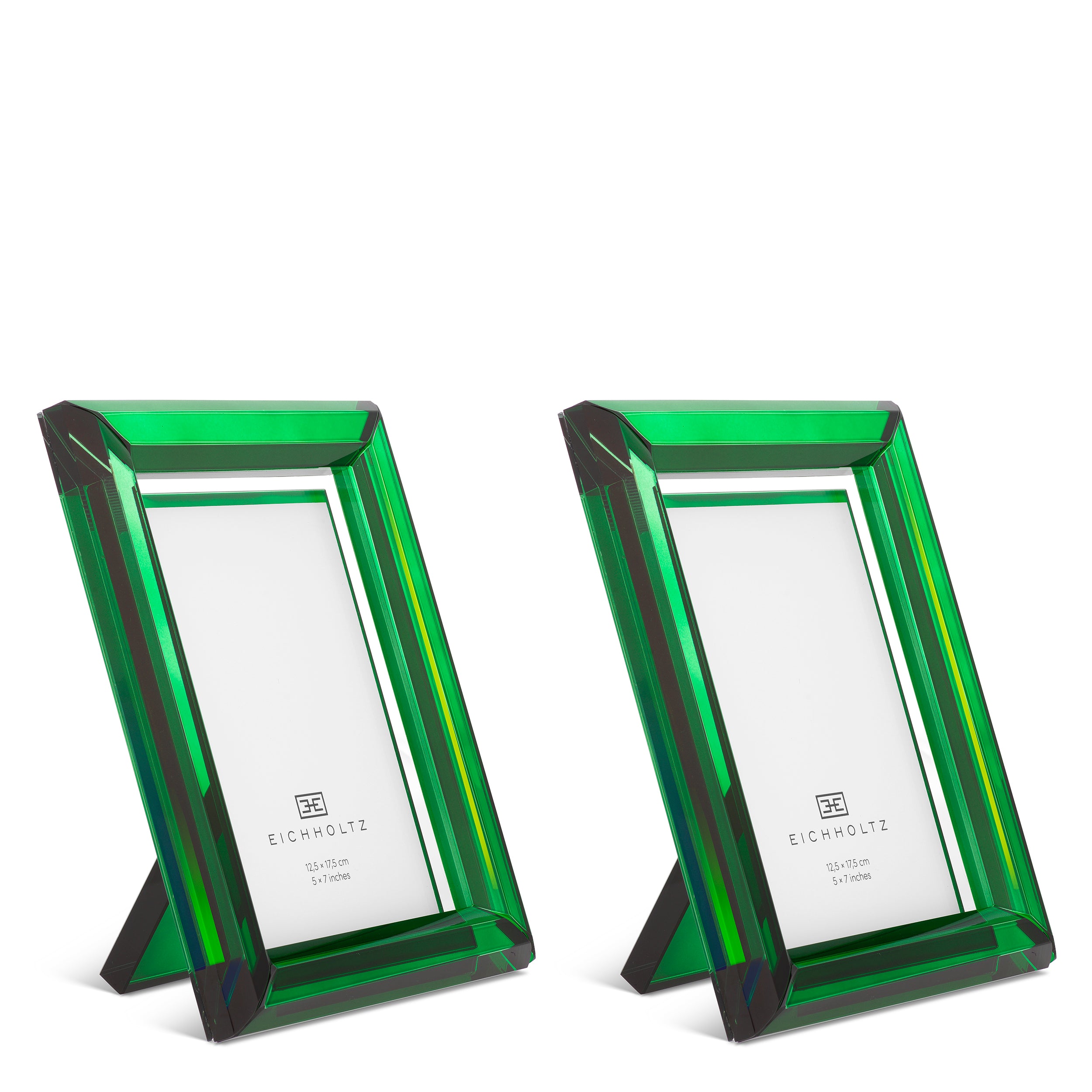 Picture Frame Theory L green crystal glass set of 2