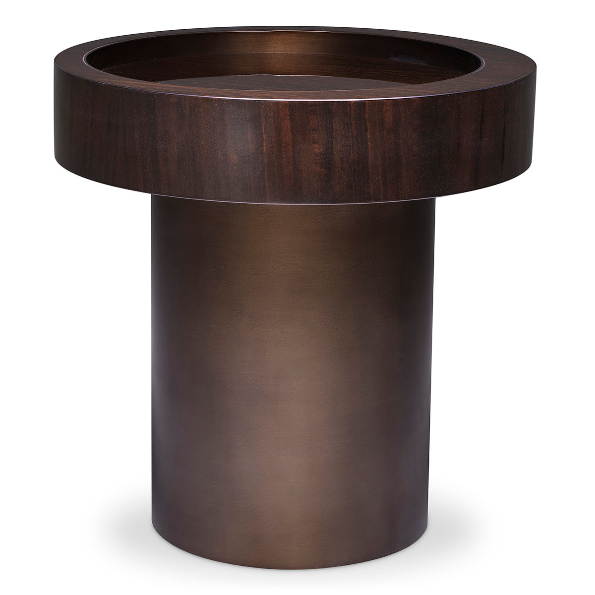 Side Table Otus round eucalyptus veneer bronze finish