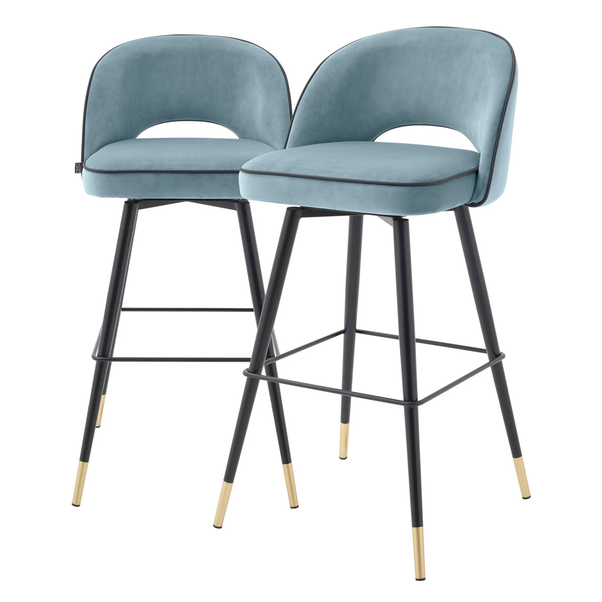 Bar Stool Cliff savona blue velvet set of 2