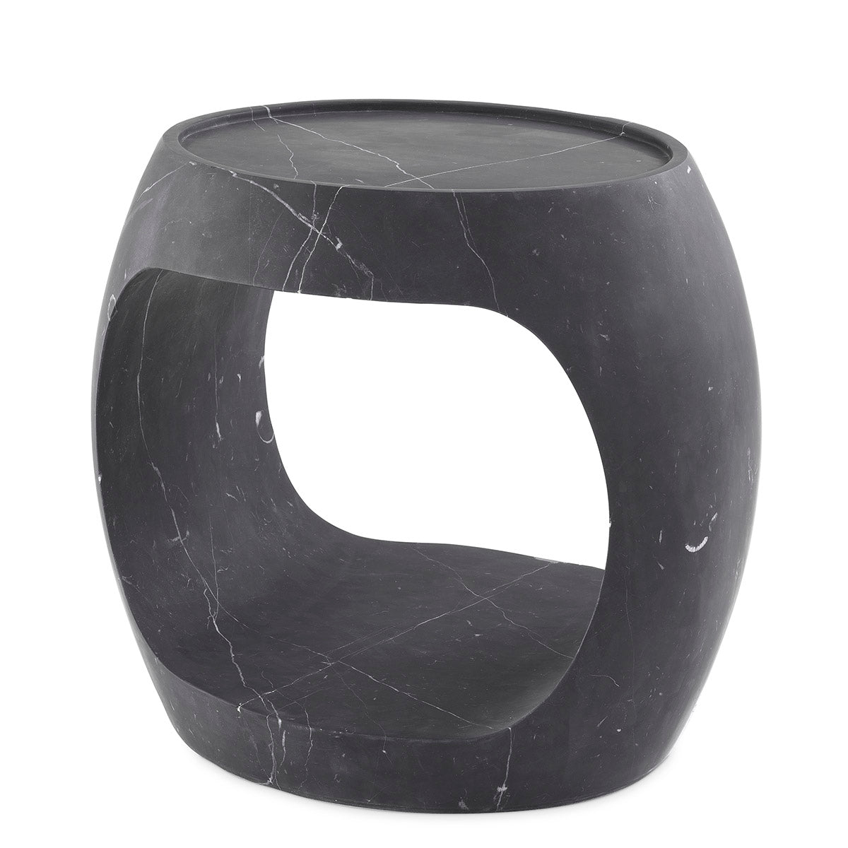 Side Table Clipper low honed black marble
