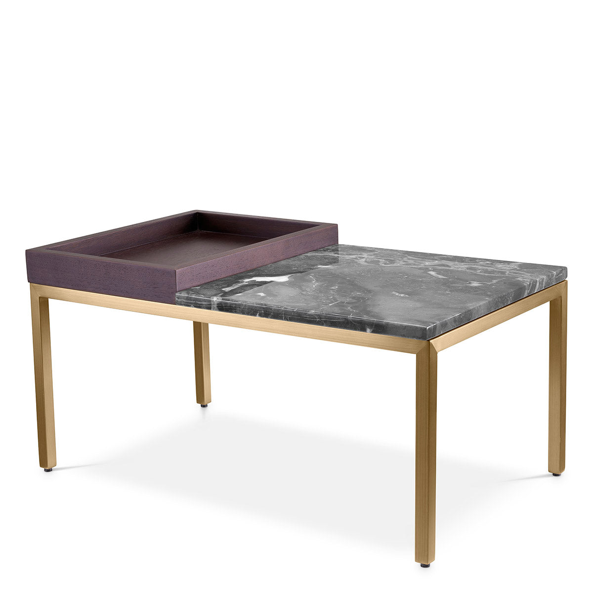 Side Table Forma brushed brass finish grey marble