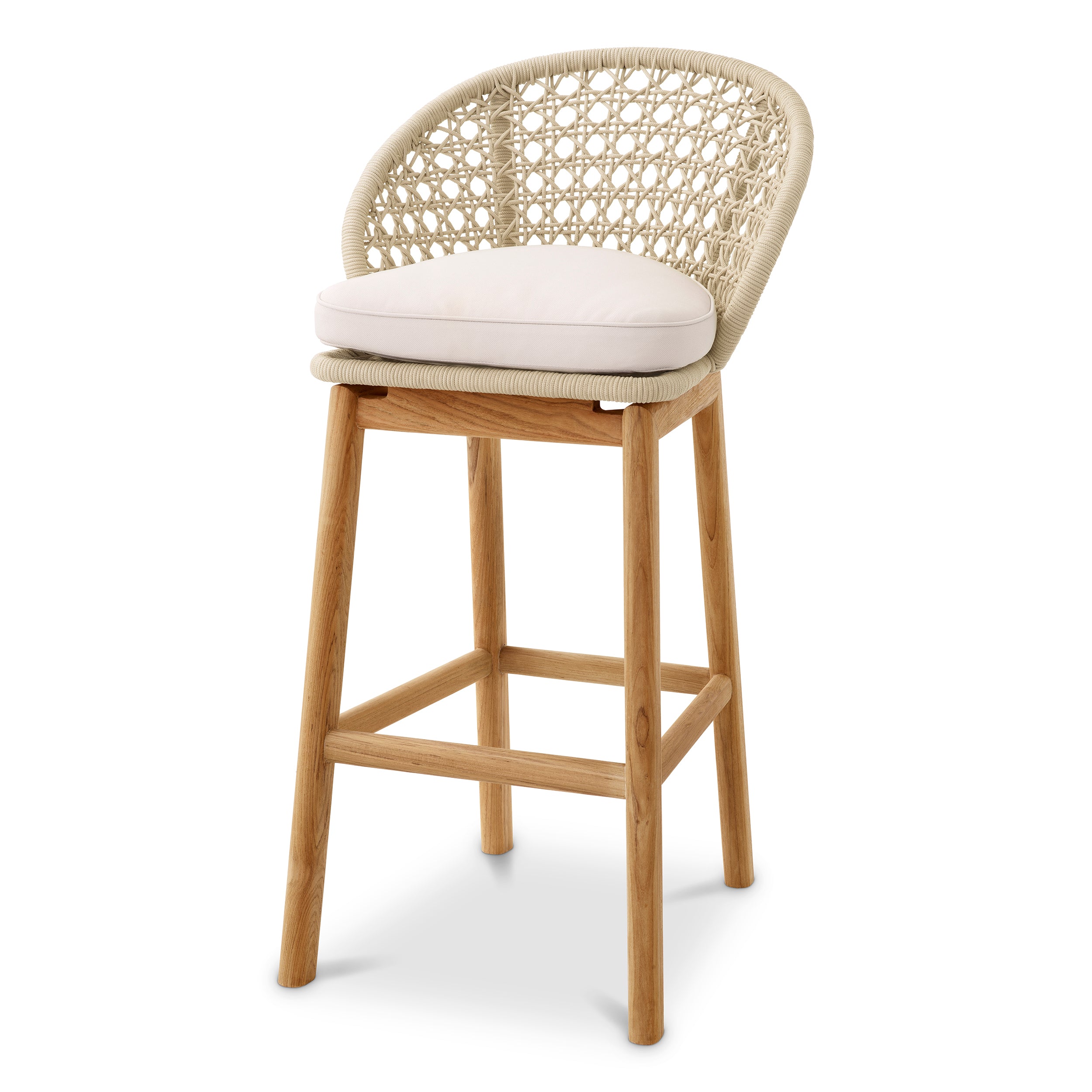 Outdoor Bar Stool Trinity cream weave flores off-white
