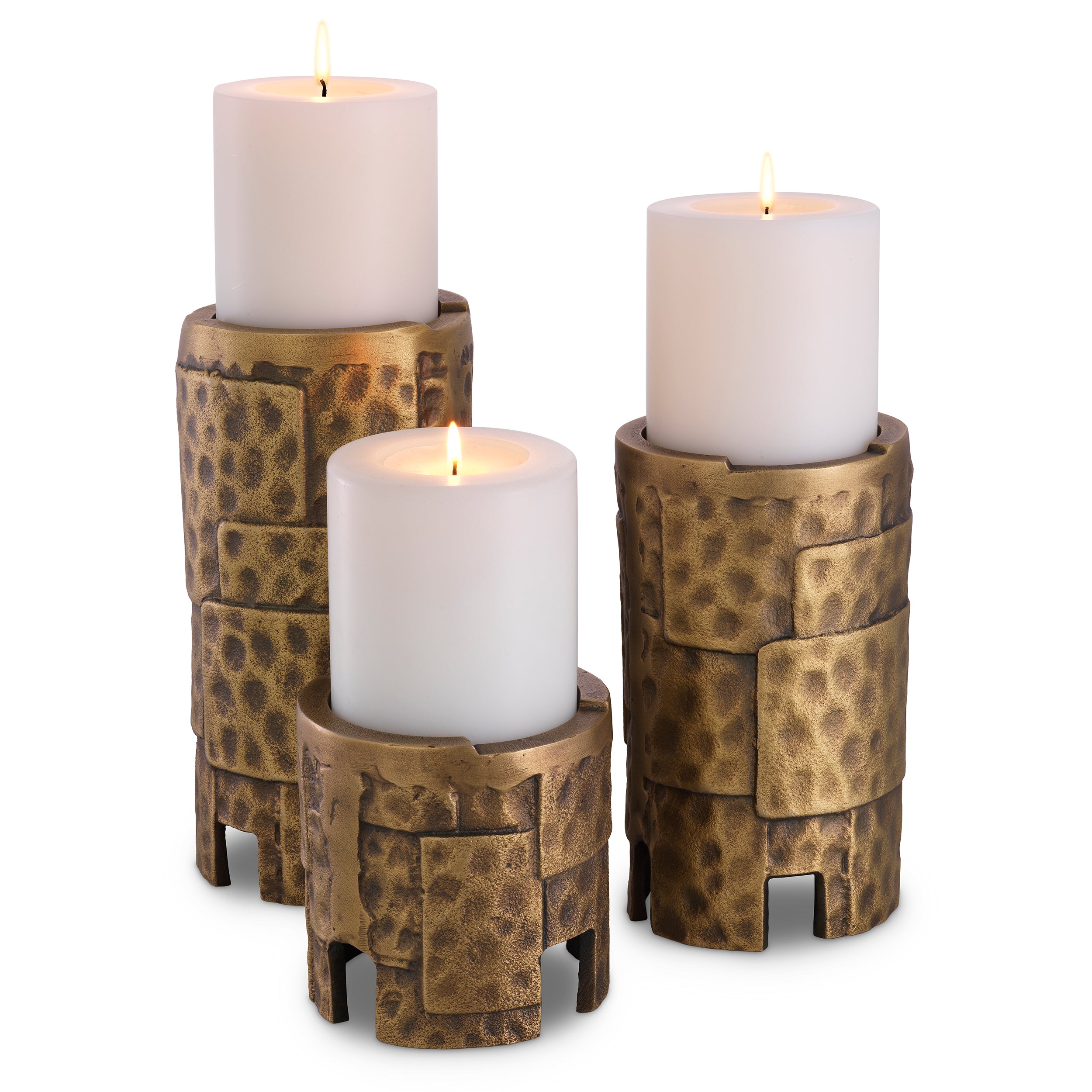 Candle Holder Laurentios vintage brass finish set of 3