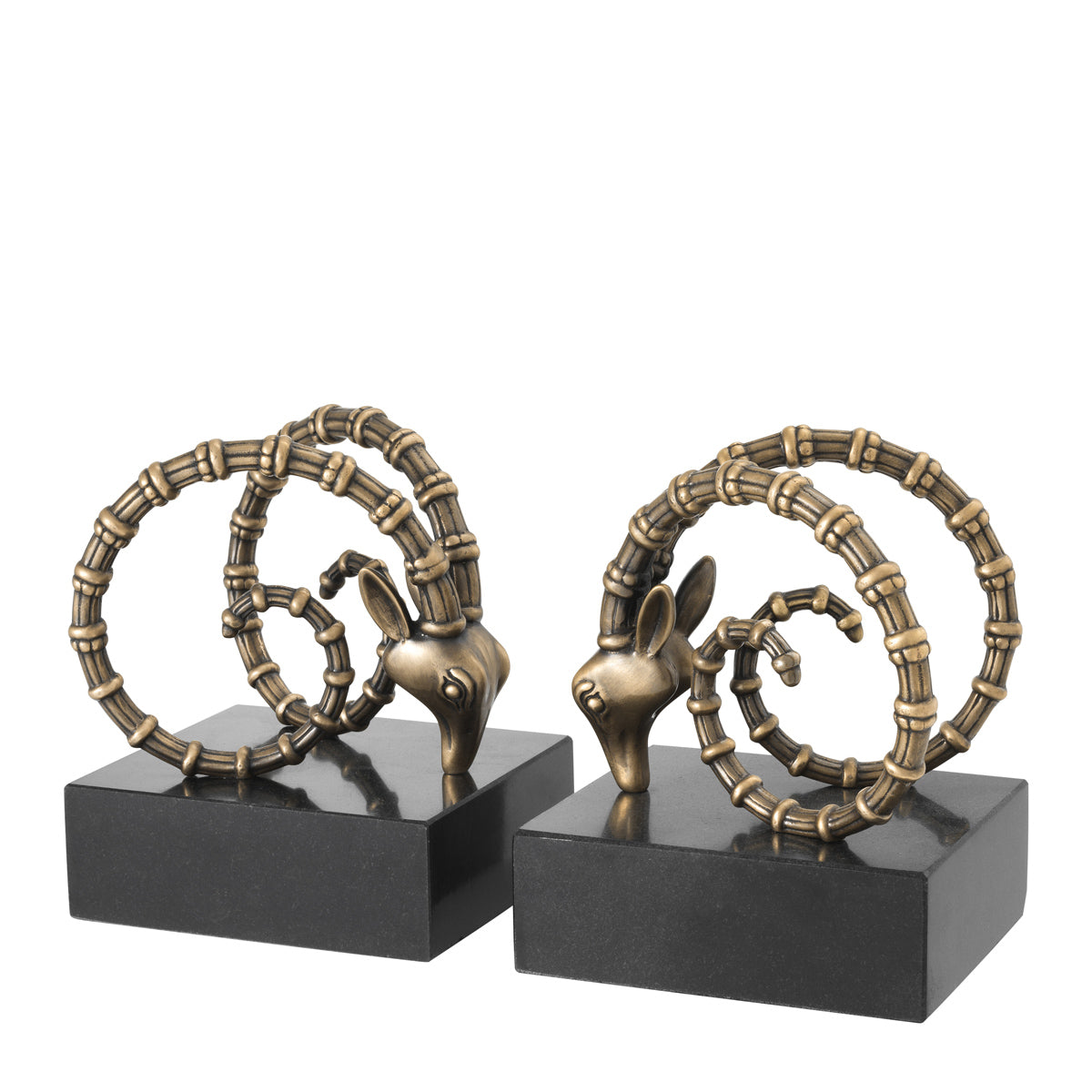 Bookend Ibex vintage brass finish set of 2