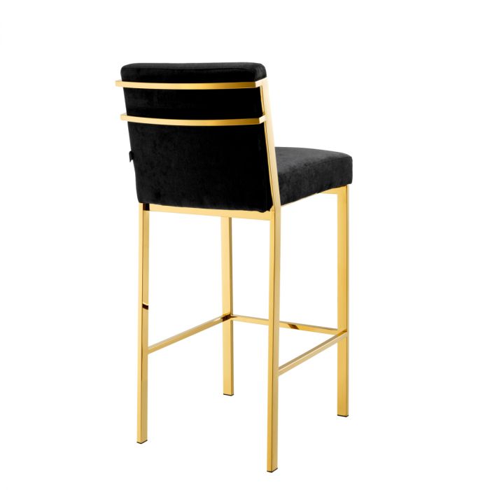 Bar Stool Scott gold finish black velvet