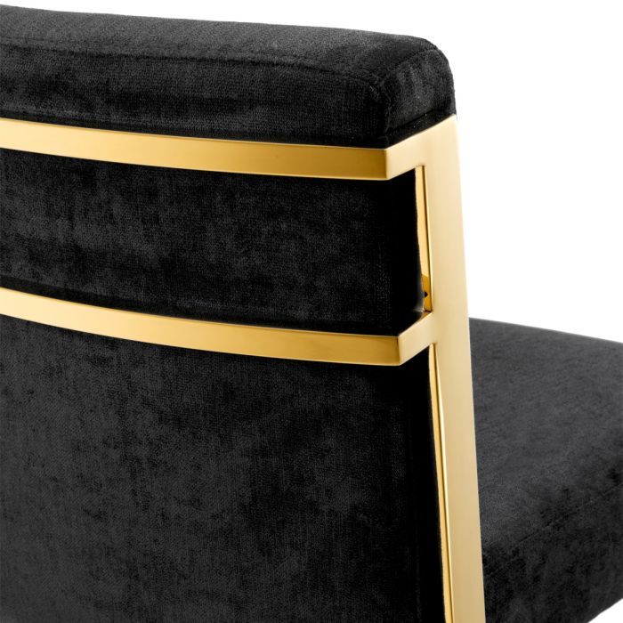 Bar Stool Scott gold finish black velvet