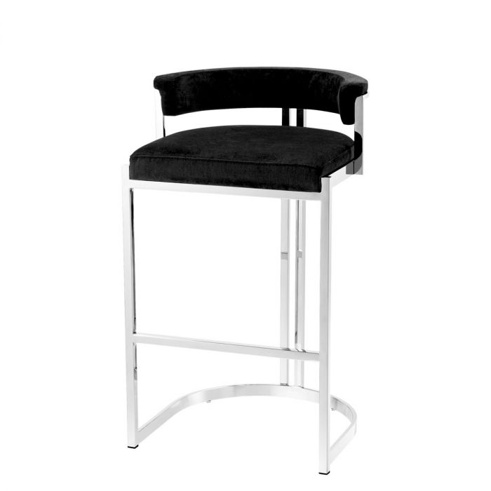 Counter Stool Dante polished ss black velvet