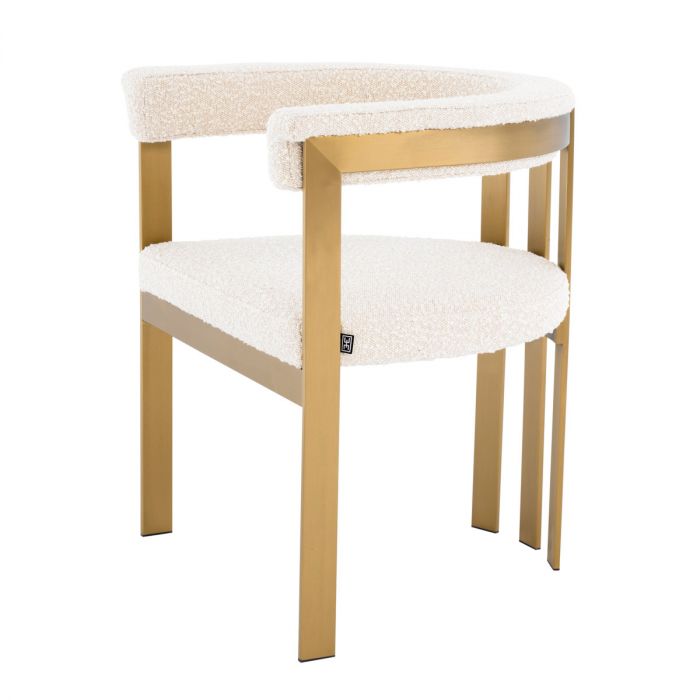 Dining Chair Clubhouse brushed brass finish bouclé cream