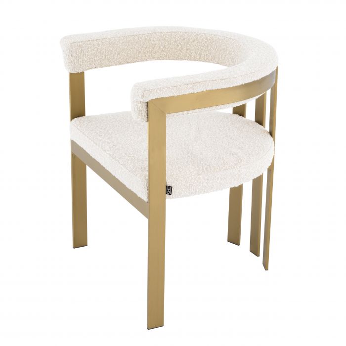 Dining Chair Clubhouse brushed brass finish bouclé cream