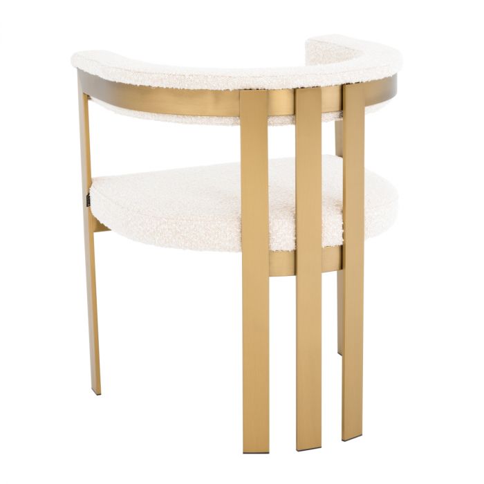 Dining Chair Clubhouse brushed brass finish bouclé cream