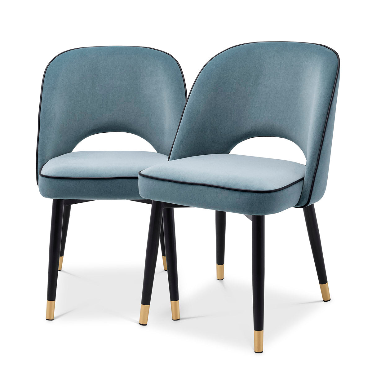 Blue Velvet Cut-Out Dining Chair (2) Cliff