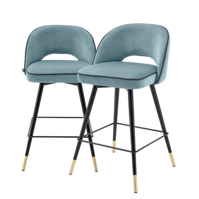 Counter Stool Cliff savona blue velvet set of 2