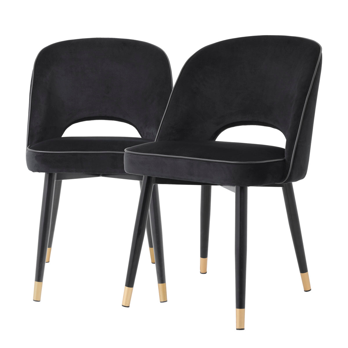 Black Velvet Cut-Out Dining Chair (2) Cliff