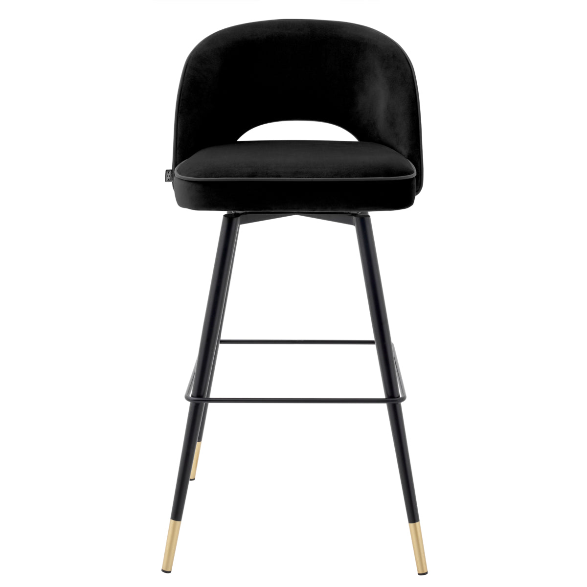 Velvet Black-Legged Bar Stools (2) Cliff