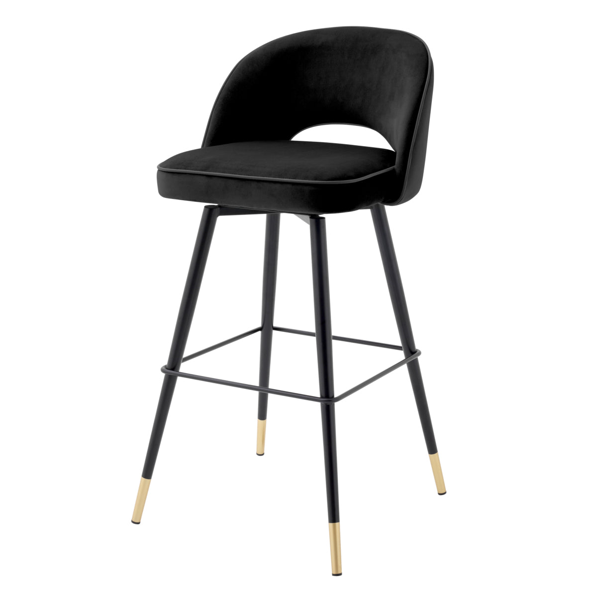Velvet Black-Legged Bar Stools (2) Cliff