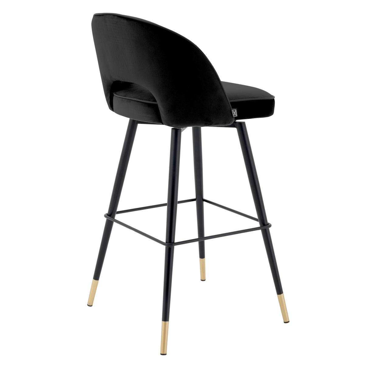 Velvet Black-Legged Bar Stools (2) Cliff