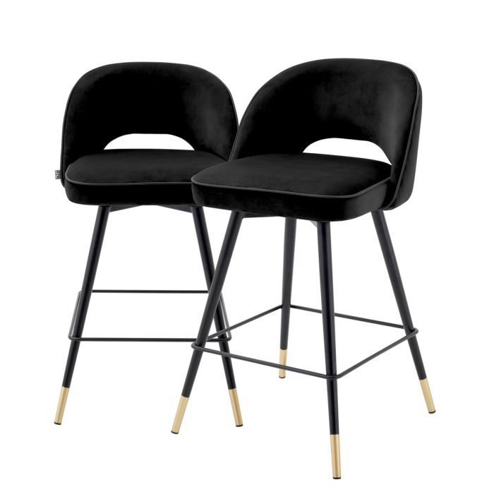 Counter Stool Cliff roche black velvet set of 2