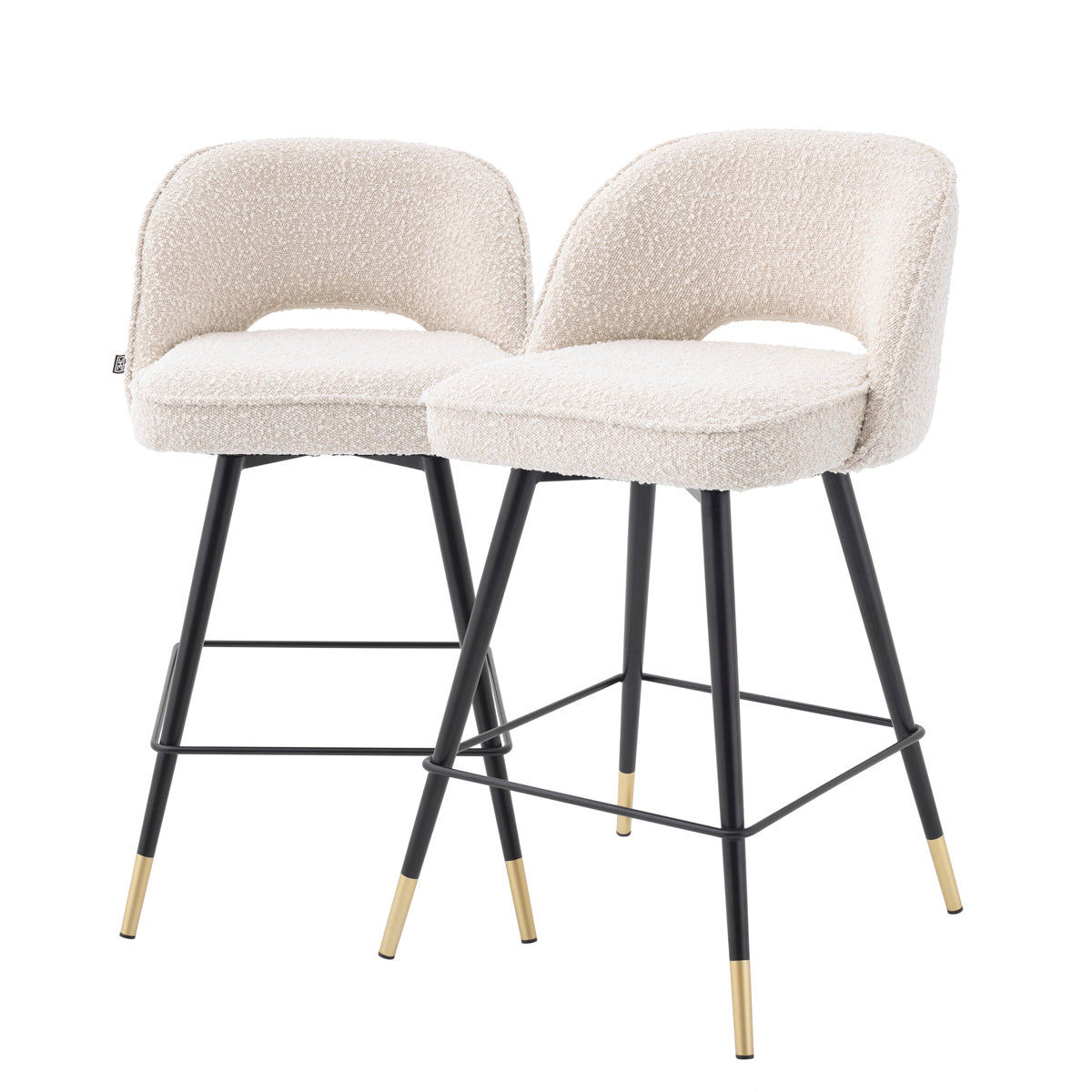 Bouclé Cream Swivel Counter Stools (2) Cliff