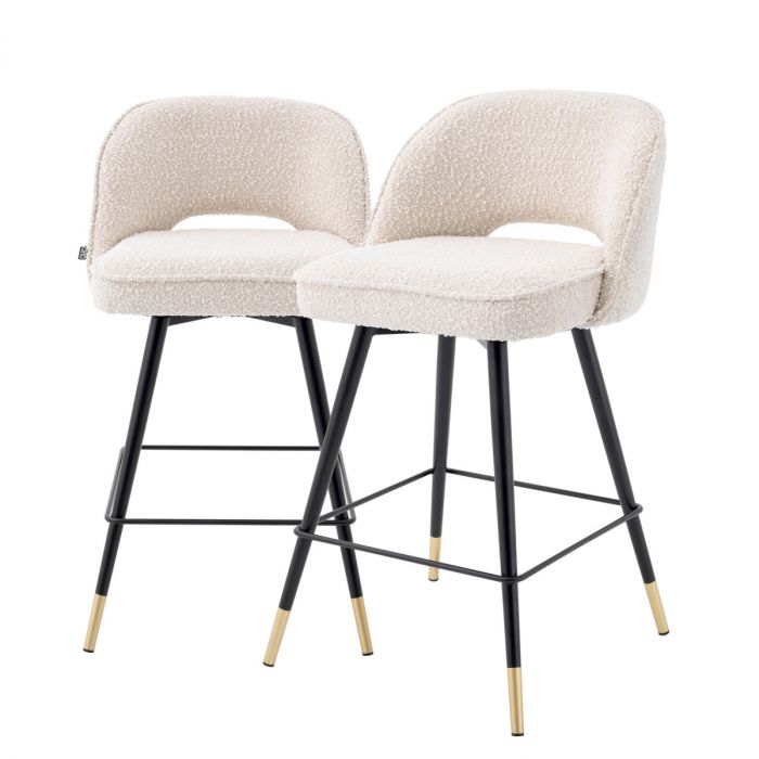 Counter Stool Cliff bouclé cream set of 2