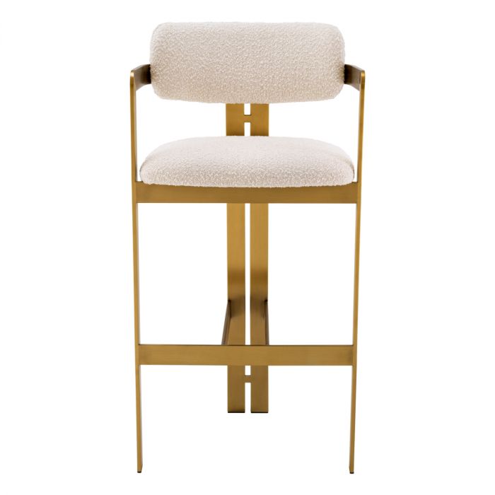 Bar Stool Donato brushed brass finish bouclé cream