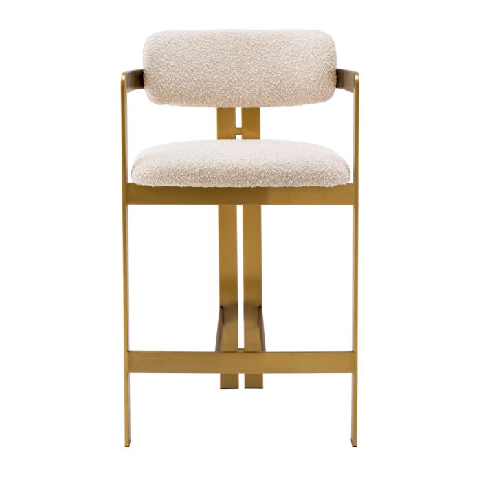 Counter Stool Donato brushed brass finish bouclé cream