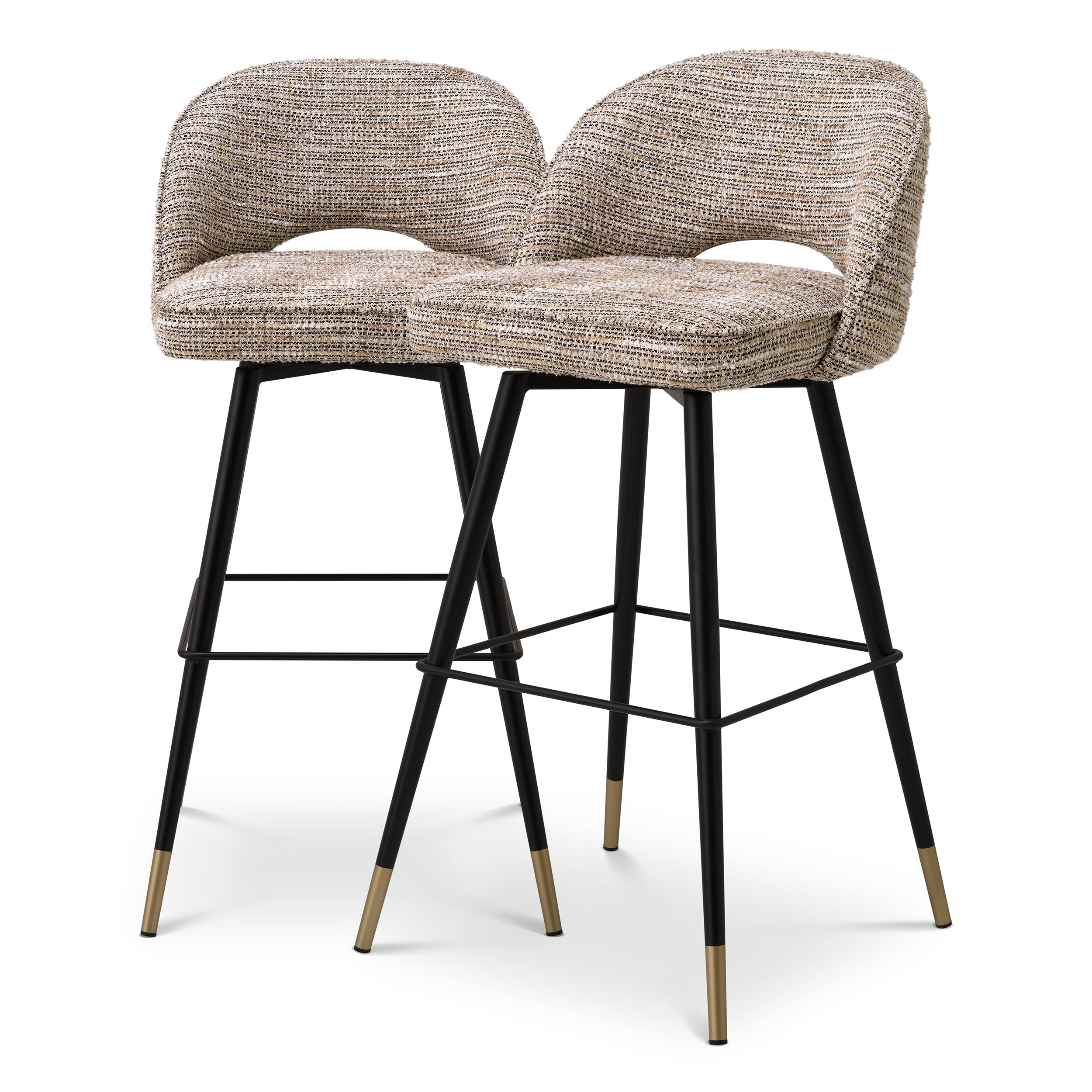 Beige Black-Legged Bar Stools (2) Cliff