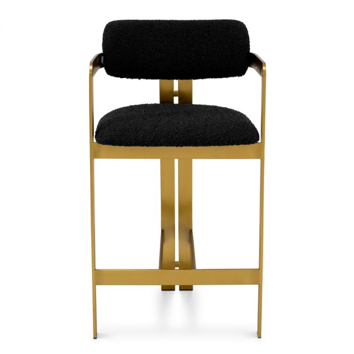 Counter Stool Donato brushed brass finish bouclé black