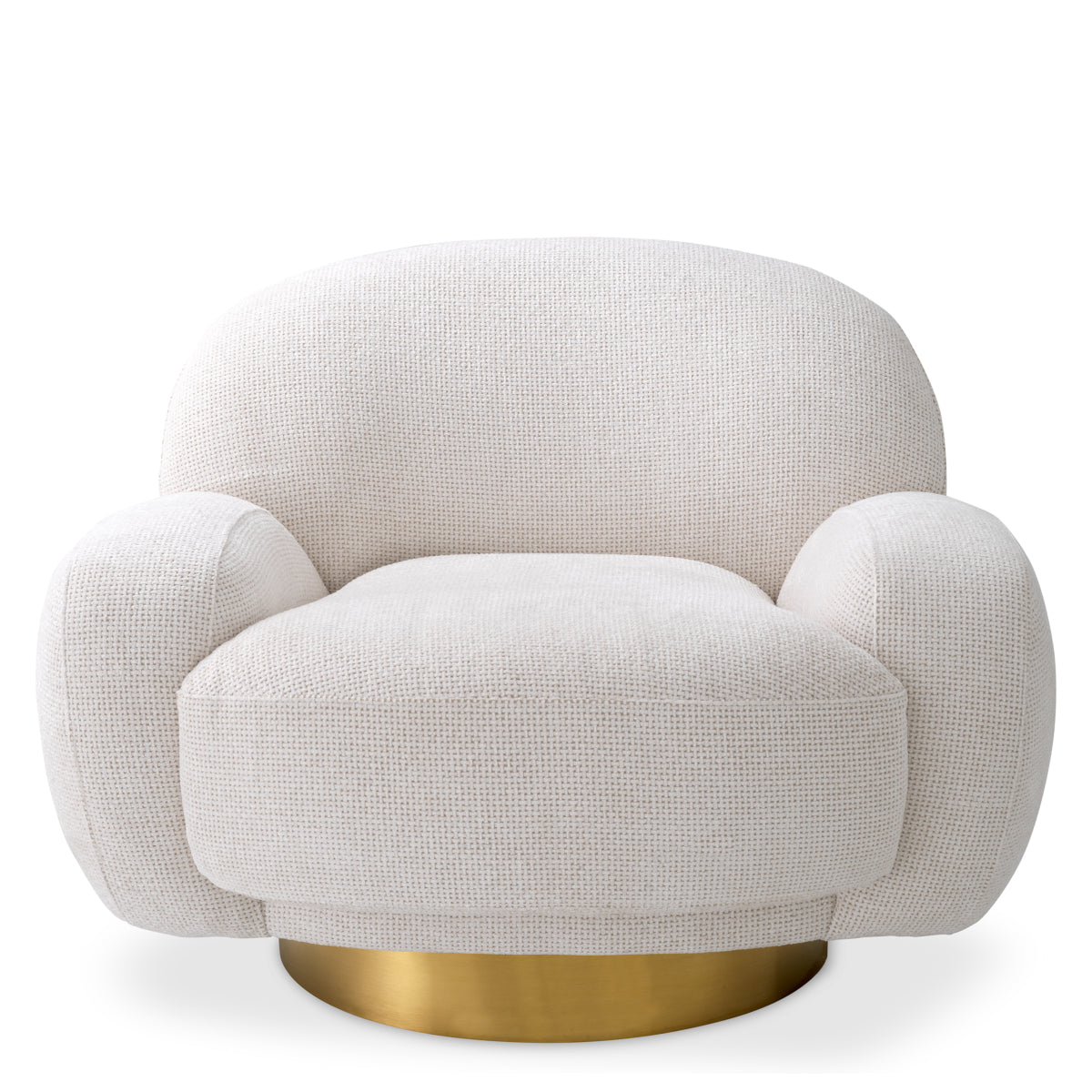 Off-White Curved Swivel Armchair Udine
