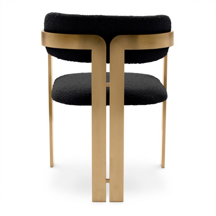 Dining Chair Donato brushed brass finish bouclé black