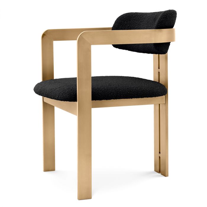 Dining Chair Donato brushed brass finish bouclé black
