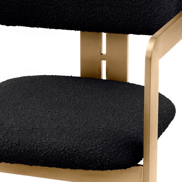 Dining Chair Donato brushed brass finish bouclé black