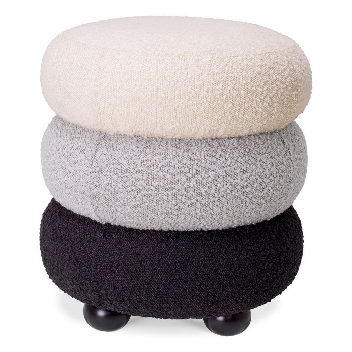 Stool Tulum bouclé cream grey black