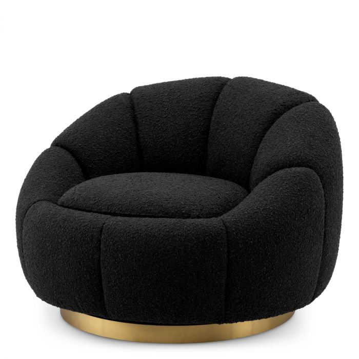 Swivel Chair Inger bouclé black