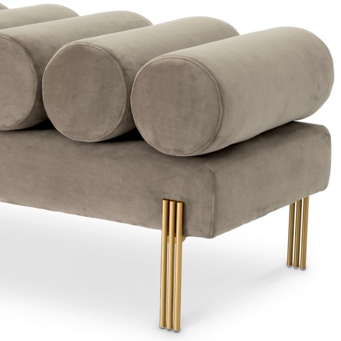 Bench Oxley savona light grey velvet brushed brass finish