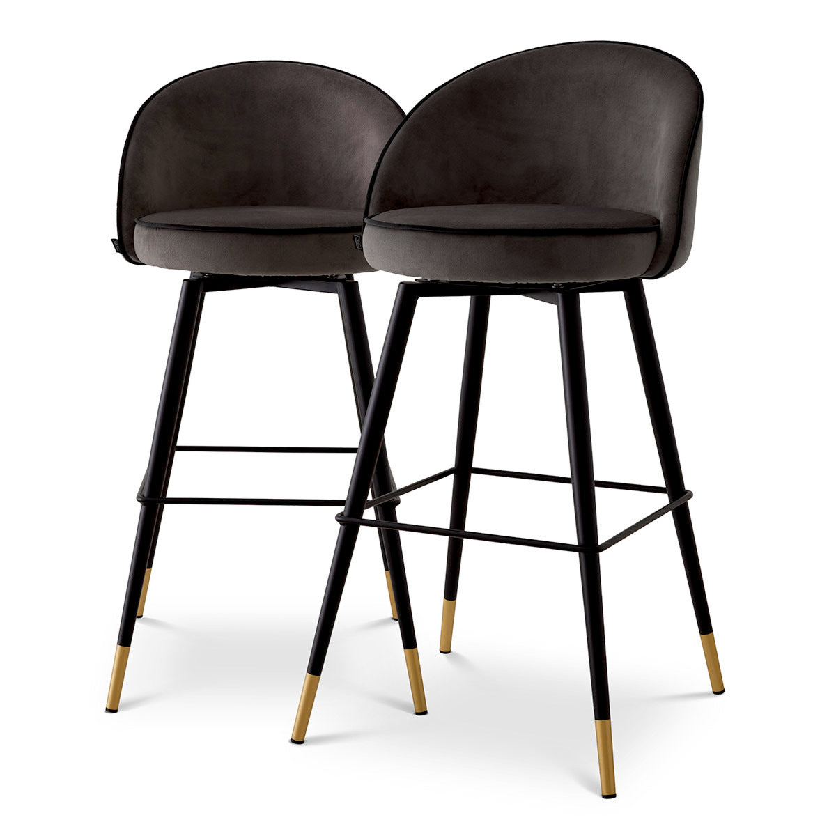 Black Piped Modern Bar Stools (2) Cooper