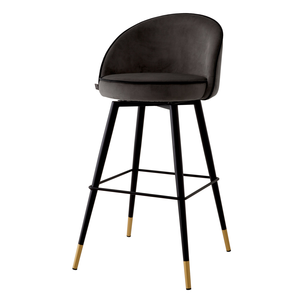 Black Piped Modern Bar Stools (2) Cooper