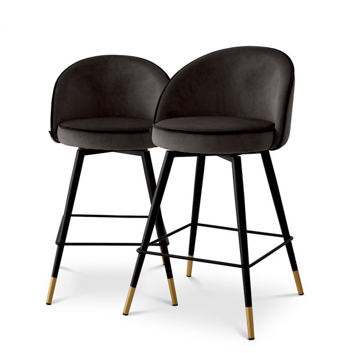 Counter Stool Cooper roche dark grey velvet set of 2